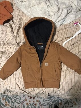 Carhartt Kids Brown Hooded Zip Jacket with Black Lining